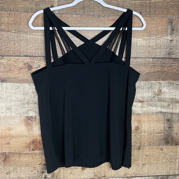 New Fabletics Liza Strappy Tank Top Solid Black Size Medium - Picture 4 of 10
